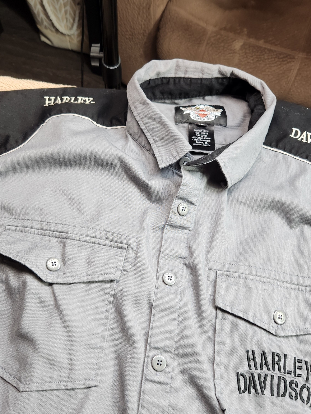 Harley-Davidson Men's Gray Workshirt with Embroidered Logo 2XL